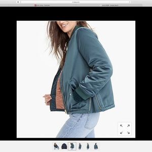 J Crew Green Satin Bomber Jacket with Side Zips